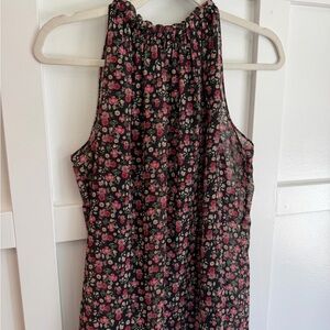 Bailey 44 Black Floral top with Pink and Cream Blooms